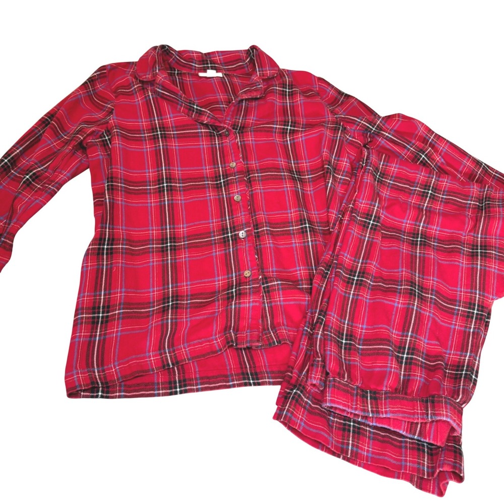 J Jill Sleep Womens Size Small Red Plaid Pajama Set Sleepwear Cozy Loungewear - Picture 2 of 11